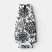 Black Gray White Retro Floral Art Seamless Pattern Flesjeskoeler (Achterkant)