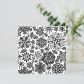Black Gray White Retro Floral Art Seamless Pattern Kaart (Staand voorkant)