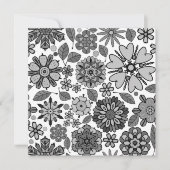 Black Gray White Retro Floral Art Seamless Pattern Kaart (Voorkant)