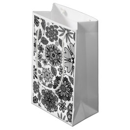 Black Gray White Retro Floral Art Seamless Pattern Klein Cadeauzakje