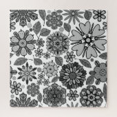 Black Gray White Retro Floral Art Seamless Pattern Legpuzzel (Verticaal)