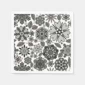 Black Gray White Retro Floral Art Seamless Pattern Servet (Voorkant)