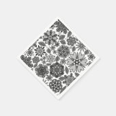 Black Gray White Retro Floral Art Seamless Pattern Servet (Hoek)