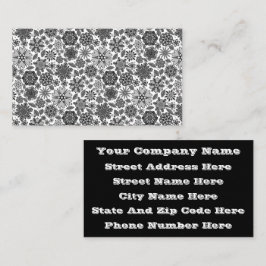 Black Gray White Retro Floral Art Seamless Pattern Visitekaartje