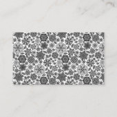 Black Gray White Retro Floral Art Seamless Pattern Visitekaartje (Voorkant)