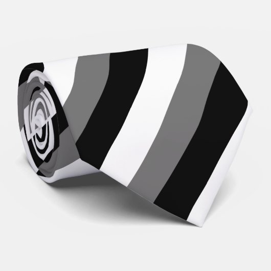 Black Gray White Striped Stropdas (Opgerold)