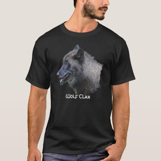 Black Gray Wolf Head Wildlife Wolf Clan T-Shirt (Voorkant)