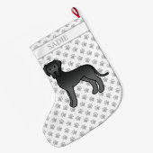 Black Great Dane Cute Cartoon Dog & Name Grote Kerstsok (Achterkant (Hangend))