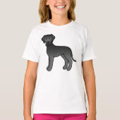 Black Great Dane Cute Cartoon Dog T-shirt (Voorkant)