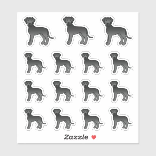 Black Great Dane Cute Cartoon Dogs Sticker (Vel)