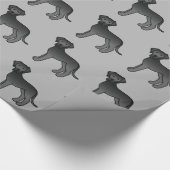 Black Great Dane Dog Pattern op grijs Cadeaupapier (Hoek)