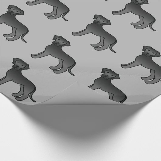 Black Great Dane Dog Pattern op grijs Cadeaupapier (Hoek)