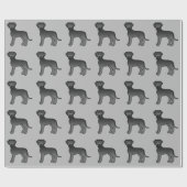 Black Great Dane Dog Pattern op grijs Cadeaupapier (Vlak)