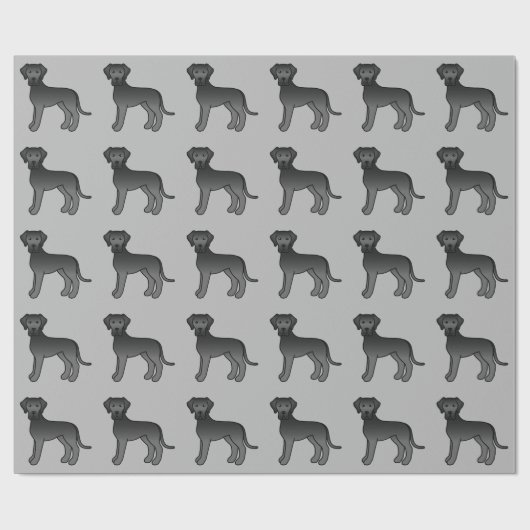 Black Great Dane Dog Pattern op grijs Cadeaupapier (Vlak)