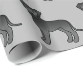 Black Great Dane Dog Pattern op grijs Cadeaupapier (Rol Hoek)