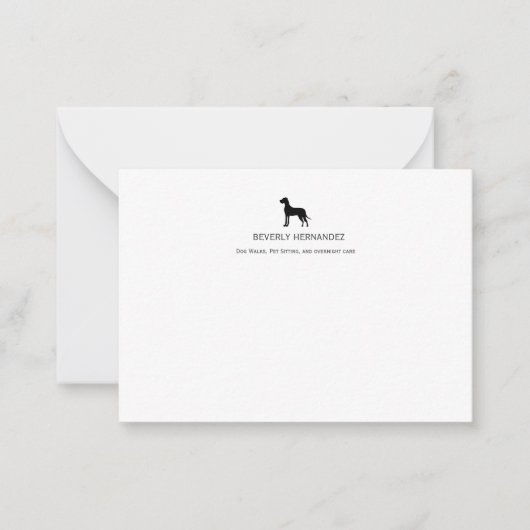Black Great Dane Dog Walker Elegant Monogram Notitiekaartje (Voorkant)