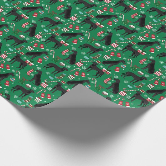 Black Great Dane kerstdog Cadeaupapier (Hoek)