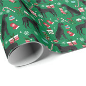 Black Great Dane kerstdog Cadeaupapier (Rol Hoek)