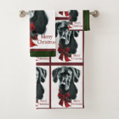 Black Great Dane Kerstmis Bad Handdoek (Insitu)