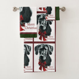 Black Great Dane Kerstmis Bad Handdoek