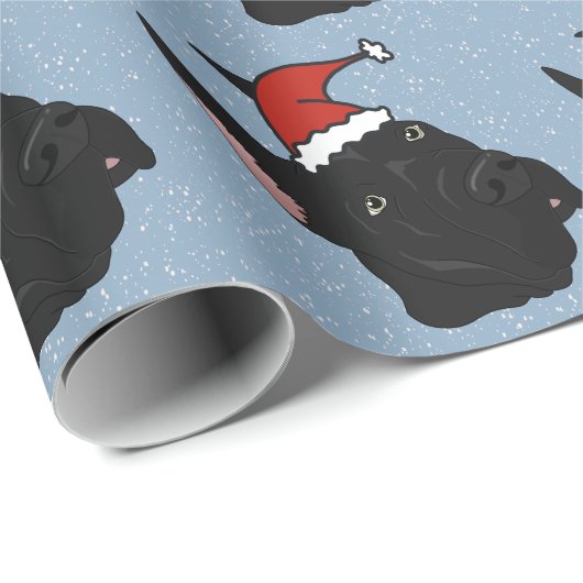 Black Great Dane Kerstmis Cadeaupapier (Rol Hoek)