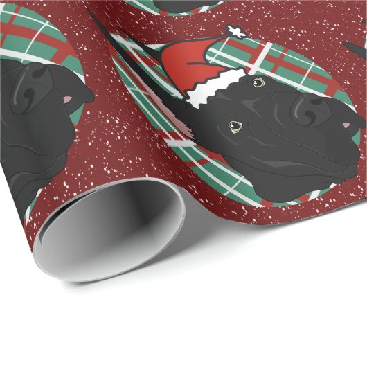 Black Great Dane Kerstmis Cadeaupapier (Rol Hoek)