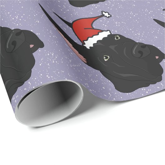 Black Great Dane Kerstmis Cadeaupapier (Rol Hoek)