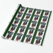 Black Great Dane Kerstmis Cadeaupapier (Uitgerold)