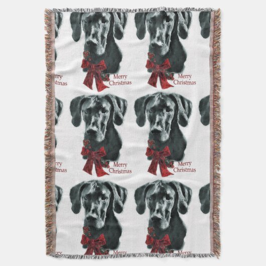 Black Great Dane Kerstmis Deken (Voorkant Verticaal)