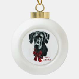 Black Great Dane Kerstmis Keramische Bal Ornament