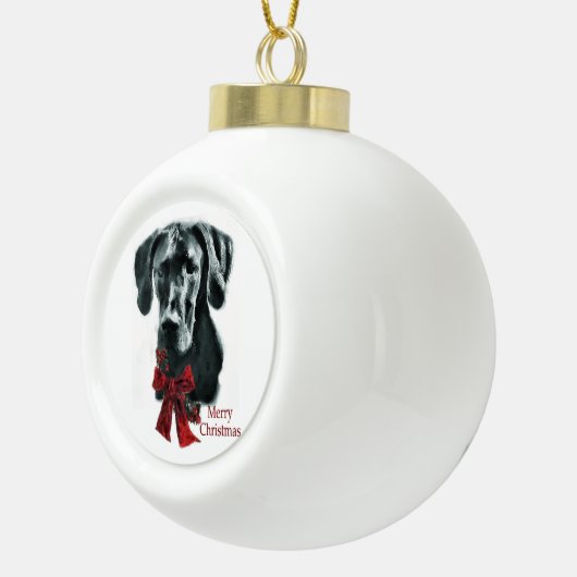 Black Great Dane Kerstmis Keramische Bal Ornament (Rechts)