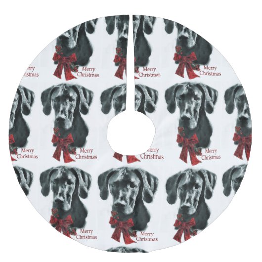 Black Great Dane Kerstmis Kerstboom Rok (Voorkant)