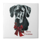 Black Great Dane Kerstmis Tegeltje (Voorkant)