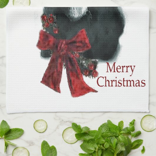 Black Great Dane Kerstmis Theedoek (Gevouwen)