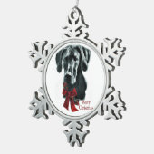 Black Great Dane Kerstmis Tin Sneeuwvlok Ornament (Rechts)