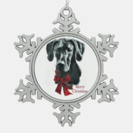 Black Great Dane Kerstmis Tin Sneeuwvlok Ornament