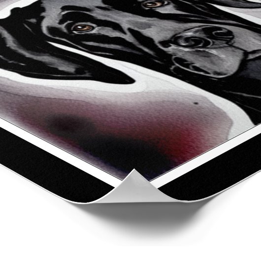 Black Great Dane Waterverf Abstracte art Poster (Hoek)