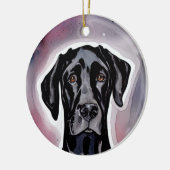 Black Great Dane Waterverf Art Keramisch Ornament (Links)