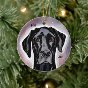 Black Great Dane Waterverf Art Keramisch Ornament
