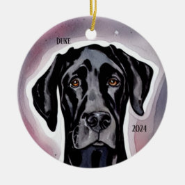Black Great Dane Waterverf Art Keramisch Ornament