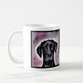 Black Great Dane Waterverf Art Koffiemok