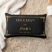 Black Great Gatsby Art Deco Lumbar Weddenschappen Kussen (Deken)