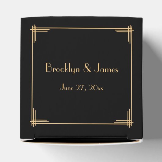 Black Great Gatsby Art Deco Wedding Favor Boxes Bedankdoosjes (Bovenkant)