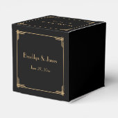 Black Great Gatsby Art Deco Wedding Favor Boxes Bedankdoosjes (Achterkant)