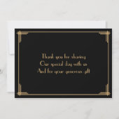 Black Great Gatsby Art Deco Wedding Hartelijk dank Bedankkaart (Achterkant)