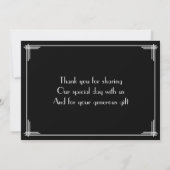 Black Great Gatsby Art Deco Wedding Hartelijk dank Bedankkaart (Achterkant)