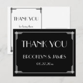 Black Great Gatsby Art Deco Wedding Hartelijk dank Briefkaart (Voorkant / Achterkant)