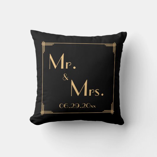 Black Great Gatsby Art Deco Wedding Kussens (Voorkant)