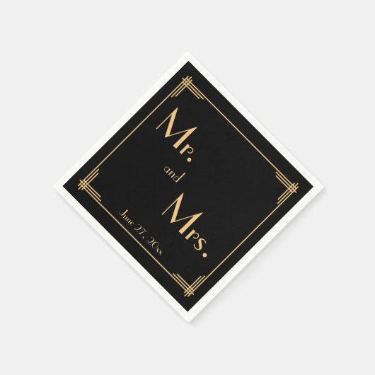 Black Great Gatsby Art Deco Wedding Napkins Servetten (Hoek)