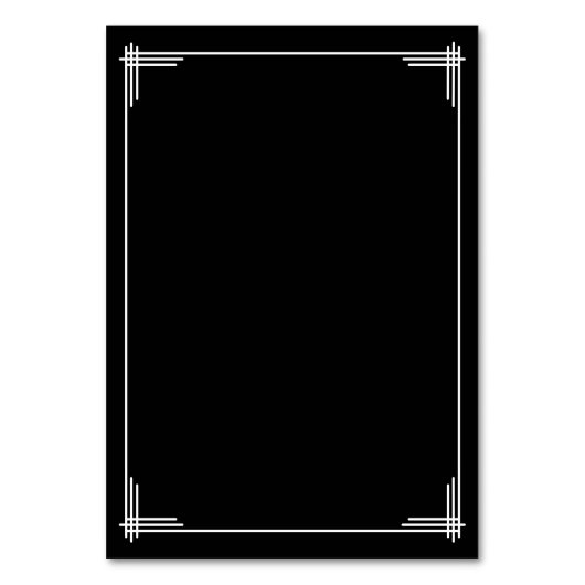 Black Great Gatsby Art Deco Wedding Place Cards Kaart (Achterkant)